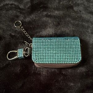 Crystal-Embellished Keychain Pouch